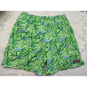 Vineyard Vines Green Leaf Print Swim Trunks